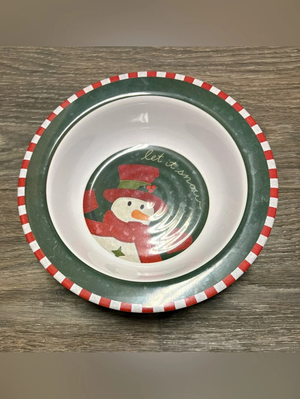 Holiday Snowman Bowl - Green and Red